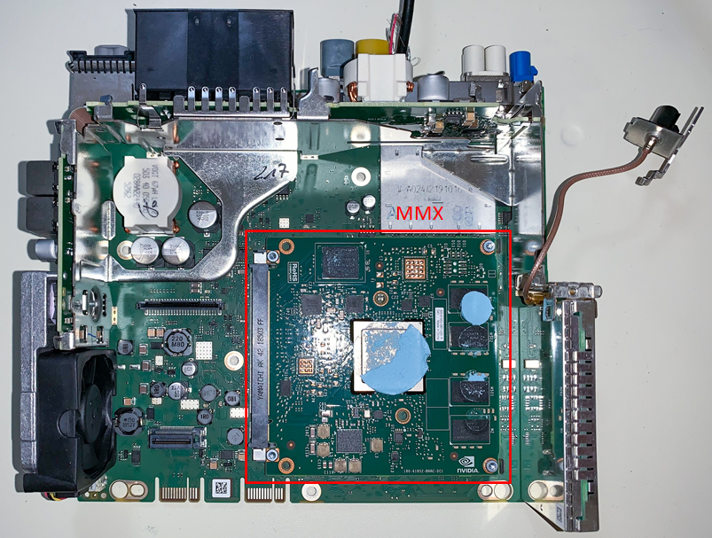 RCC board top view with MMX board top view on top 