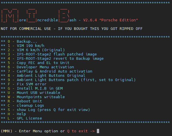 Classic shell menu structure