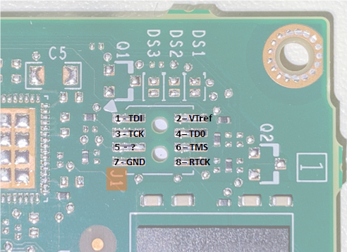 MMX JTAG pads - Depending on MMX version the PCB layour may look differently