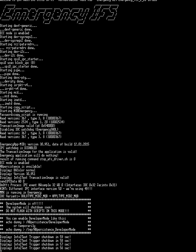 2nd boot sequence - Emergency EFS shows a countdown timer before reboot