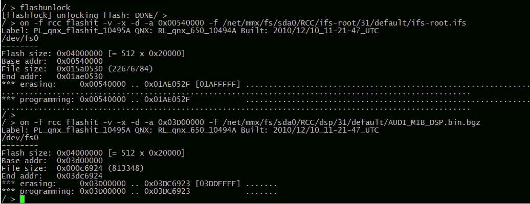 manually flash ifs-root and DSP
