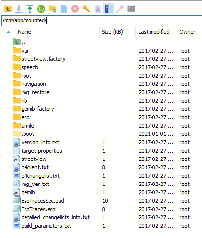 read/write access to mounted app.img (here via SSH connection)