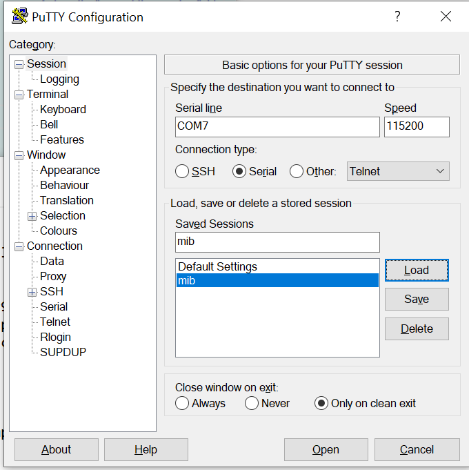 Putty config